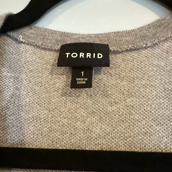 Torrid Gray Heart Print Cardigan Sweater with Rhinestone Embellishments - Picture 2 of 3